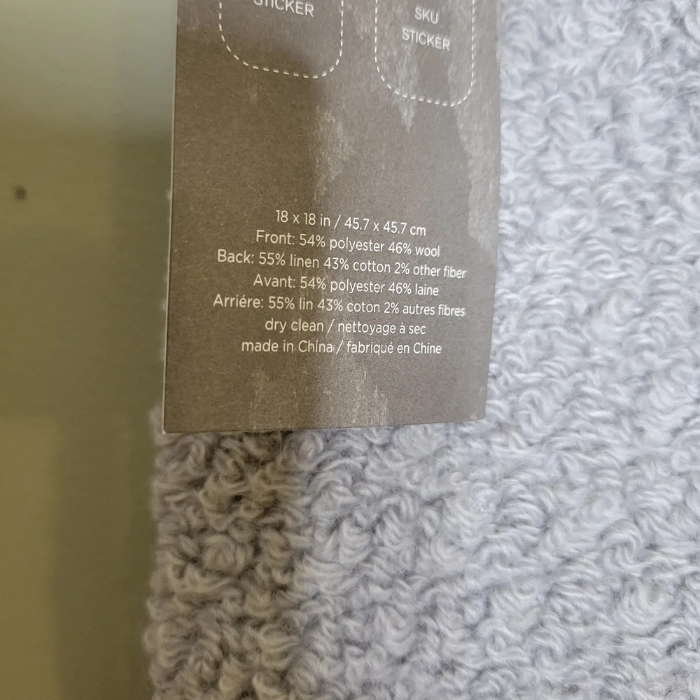 West Elm Cozy Faux Shearling Pillow Cover 18x18 Gray NWT